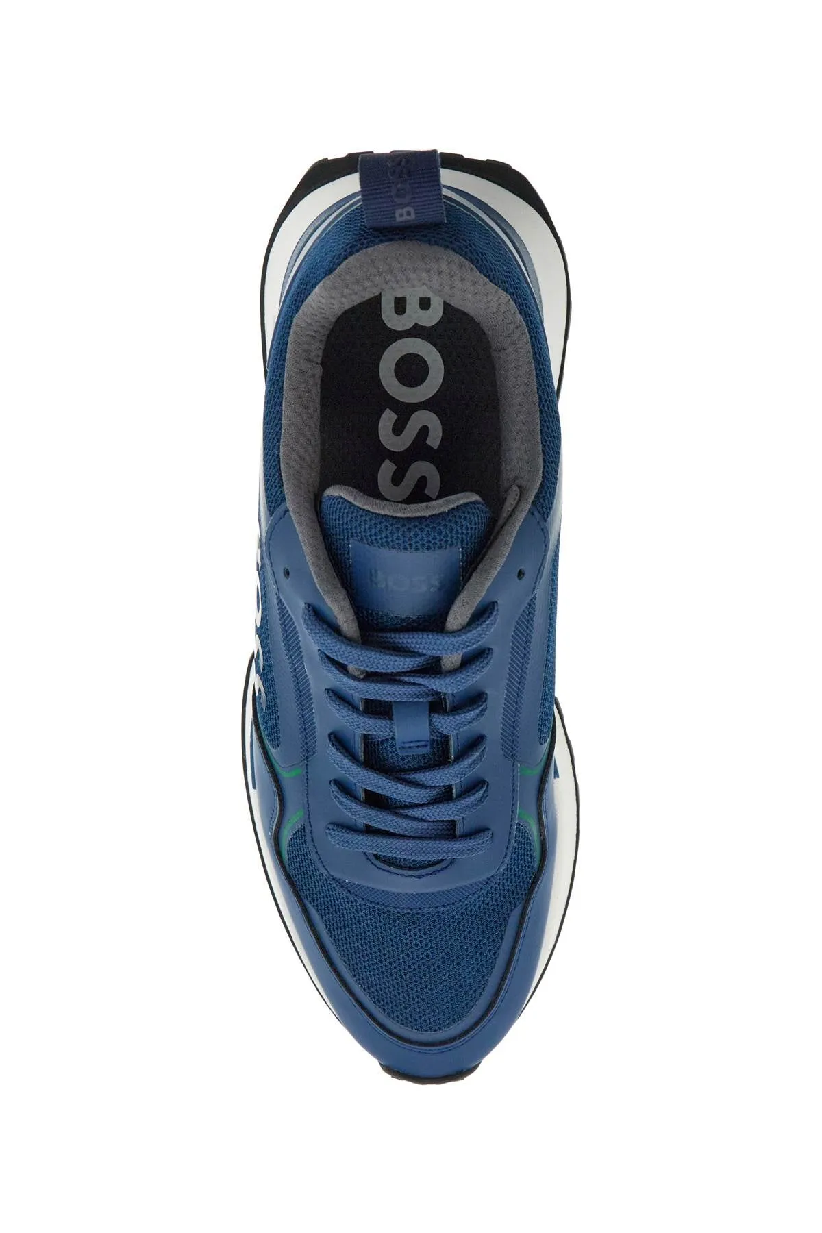 BREATHABLE BLUE SNEAKERS WITH GREEN DETAILS AND WHITE SOLE