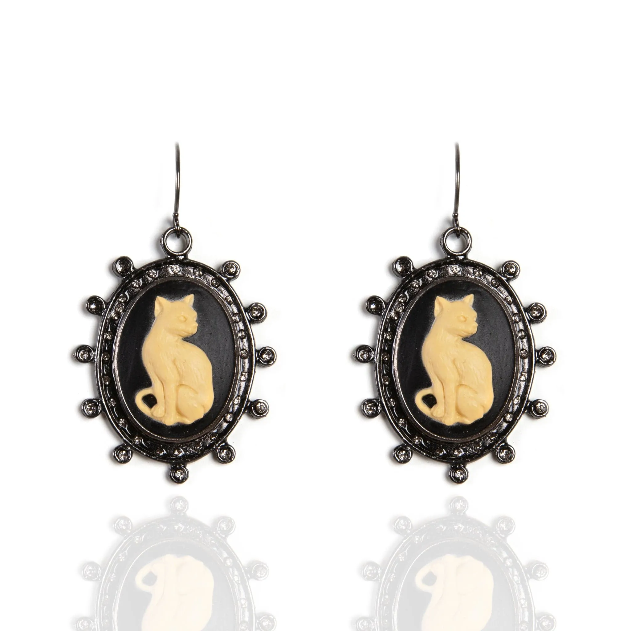 Cat Cameo Earrings