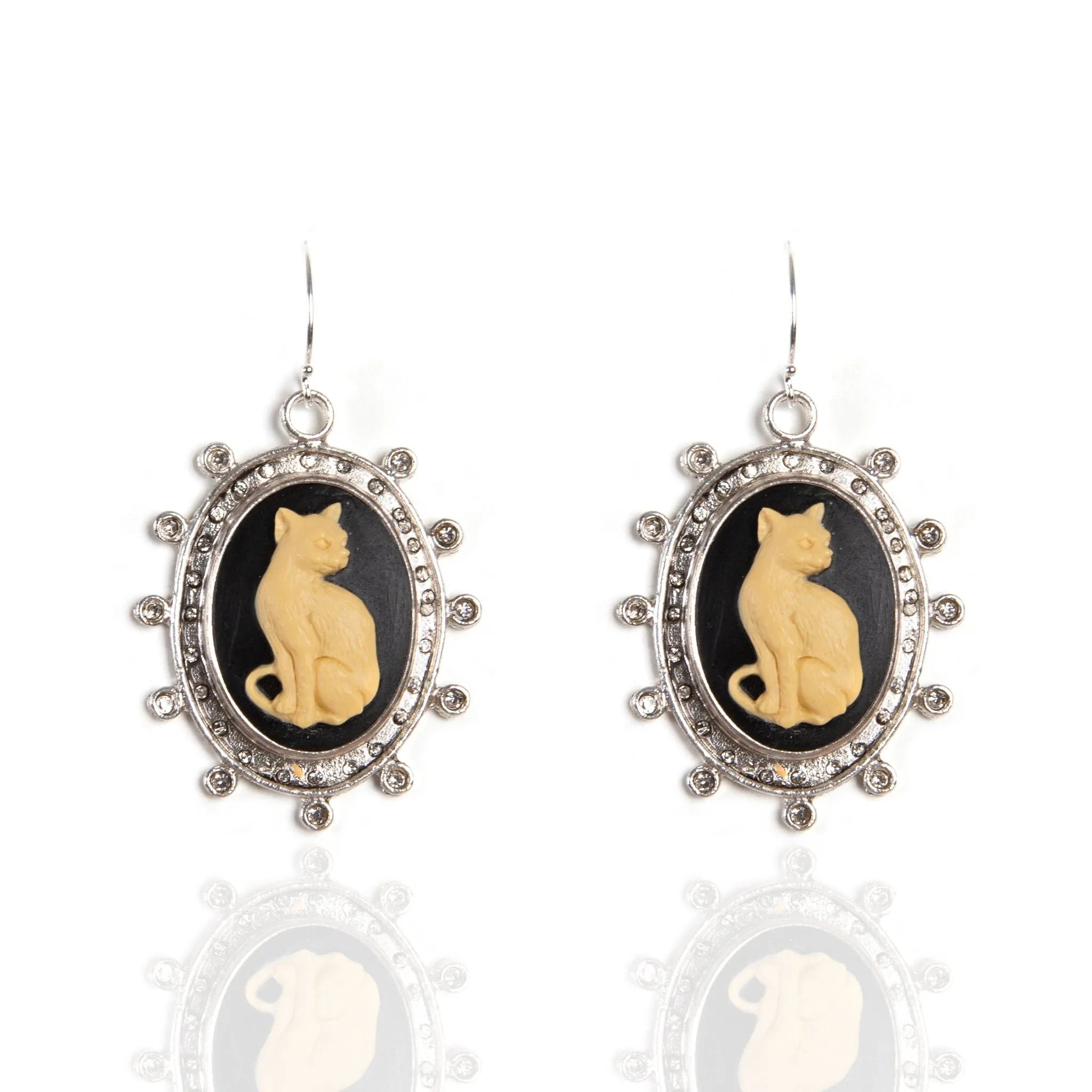 Cat Cameo Earrings